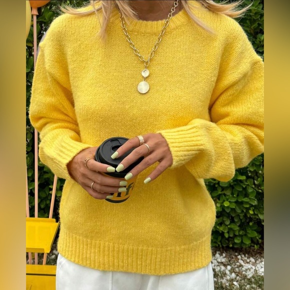 Luxe Vibrant Yellow Knit Sweater - Picture 1 of 5